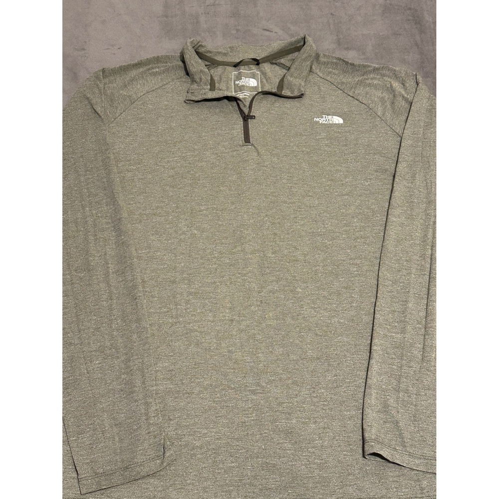 The North Face Mens XXL Quarter Zip Pullover Heathered Green